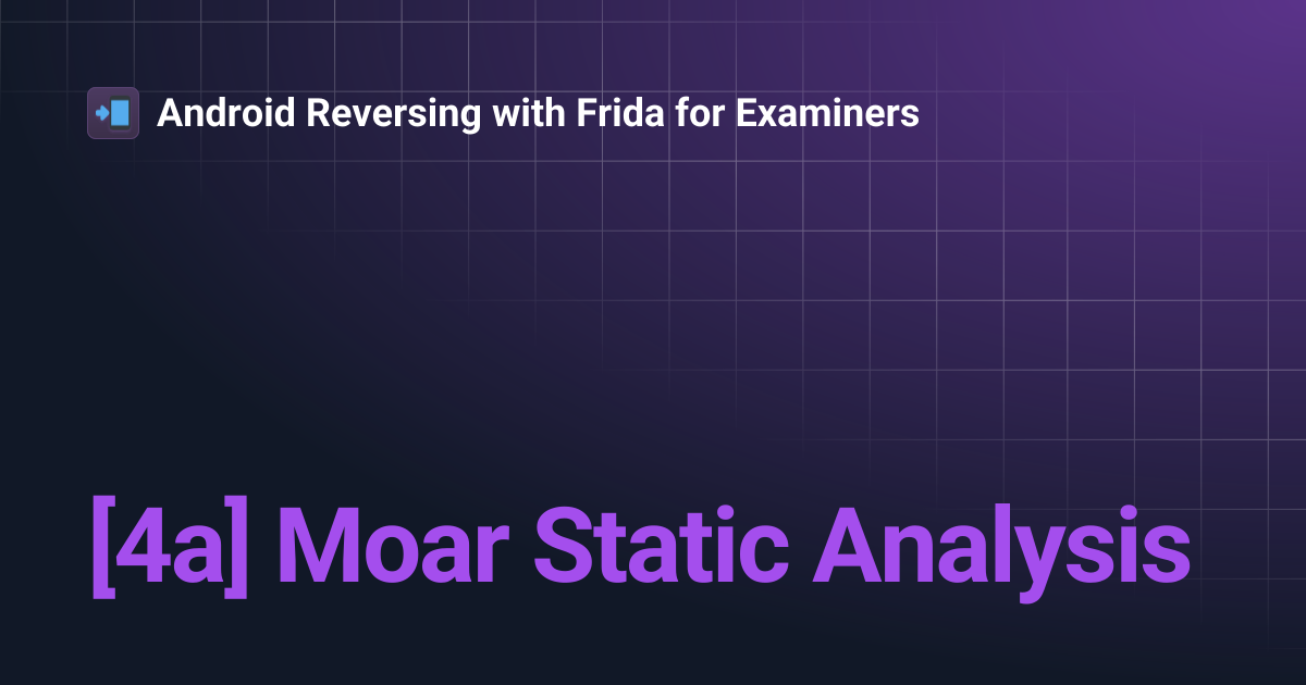 [4a] Moar Static Analysis | Android Reversing with Frida for Examiners